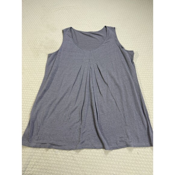 EILEEN FISHER Linen Sleeveless Tunic Top Scoop Neck Lagenlook Taupe Size 1x - Picture 3 of 9